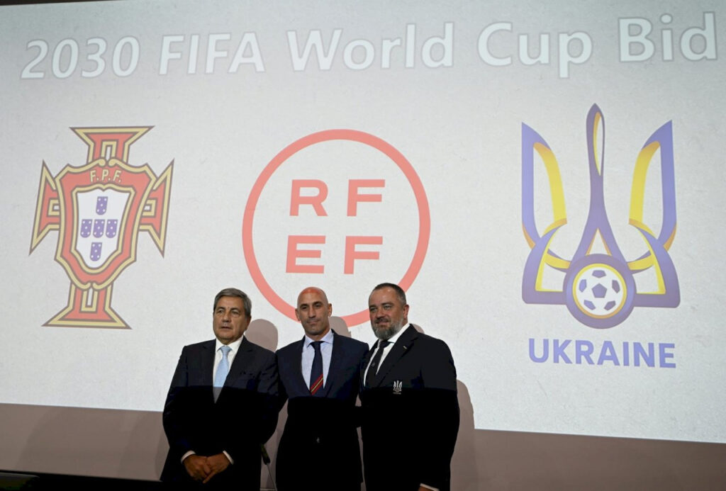 烏克蘭足球協會(UAF)主席帕維爾科(Andriy Pavelko)5日表示，歐洲足球界展現大團結，烏克蘭已加入葡萄牙和西班牙，將共同申辦2030年世界盃(2030 World Cup)。（FB/@Andrii Pavelko)
